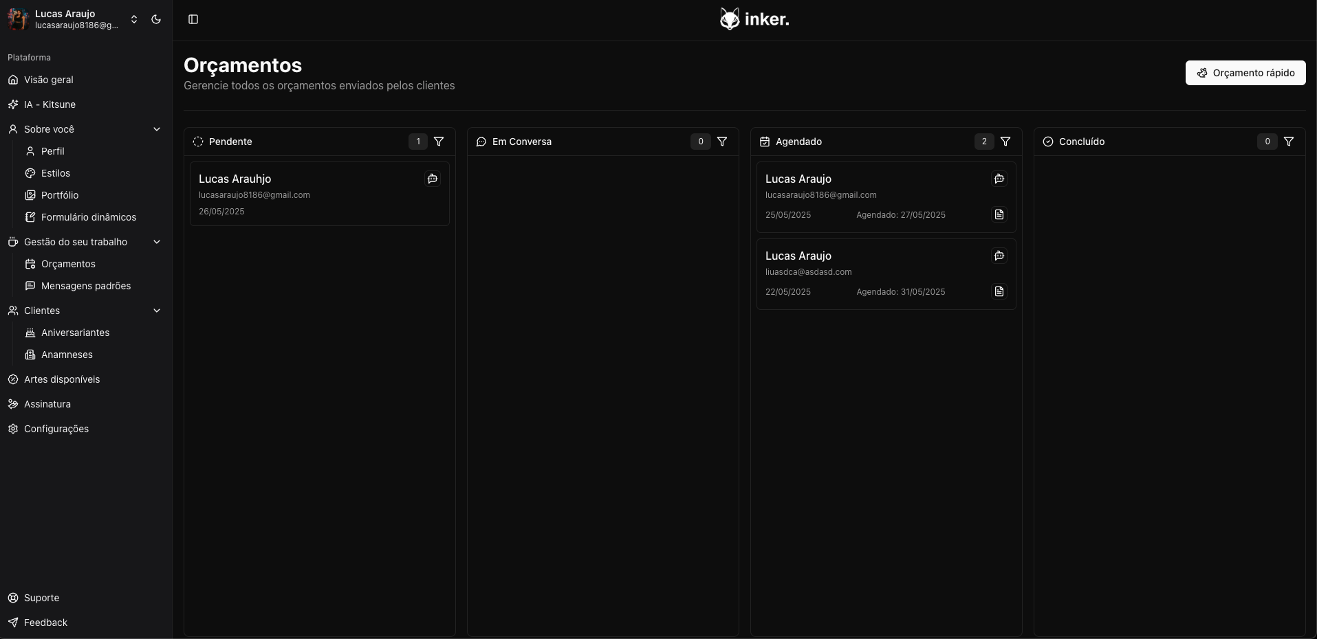 Inker platform interface